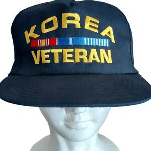 Korea Veteran Military Flat Bill Snapback Eagle Crest Hat Made USA NWOT